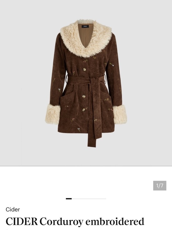 Cider Jackets & Blazers - Cider Brown Corduroy Teddy-Trim Embroidered Jacket
